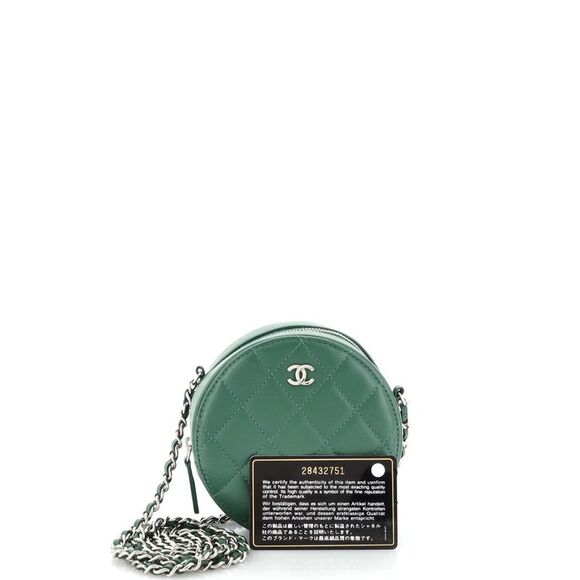 Chanel Round Clutch with Chain Quilted Lambskin Mini Green - Picture 2 of 10